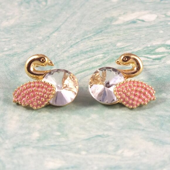 Swan Pink Tiny Earrings - Picture 1 of 8